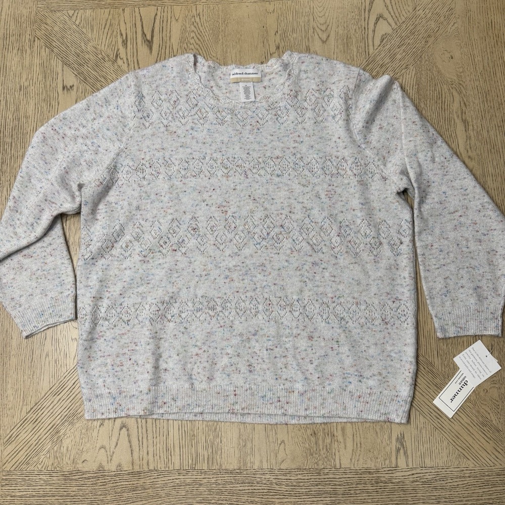 NWT Alfred‎ Dunner Woman 1X Multicolor Speckle Sparkle Sweater New